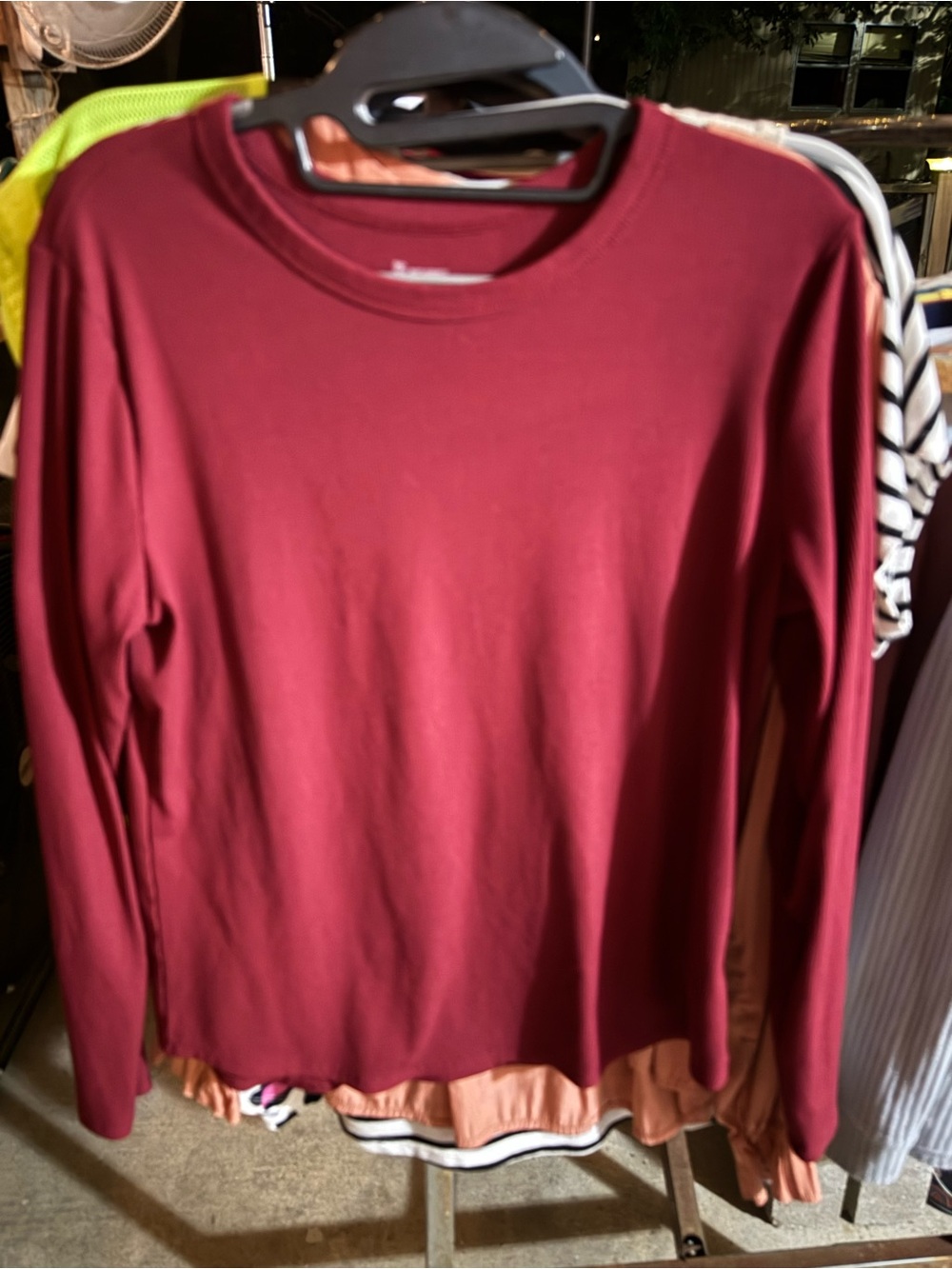 No Boundaries Long-Sleeve Crewneck Top - Burgundy Red